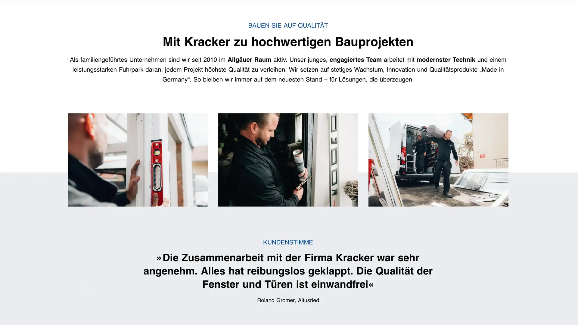 FW-Design Referenz Web-Design Arbeitsweise Kracker Fenster und Türen Altusried